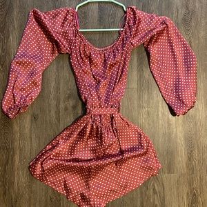 SUPERDOWN Pink and white polka dot romper